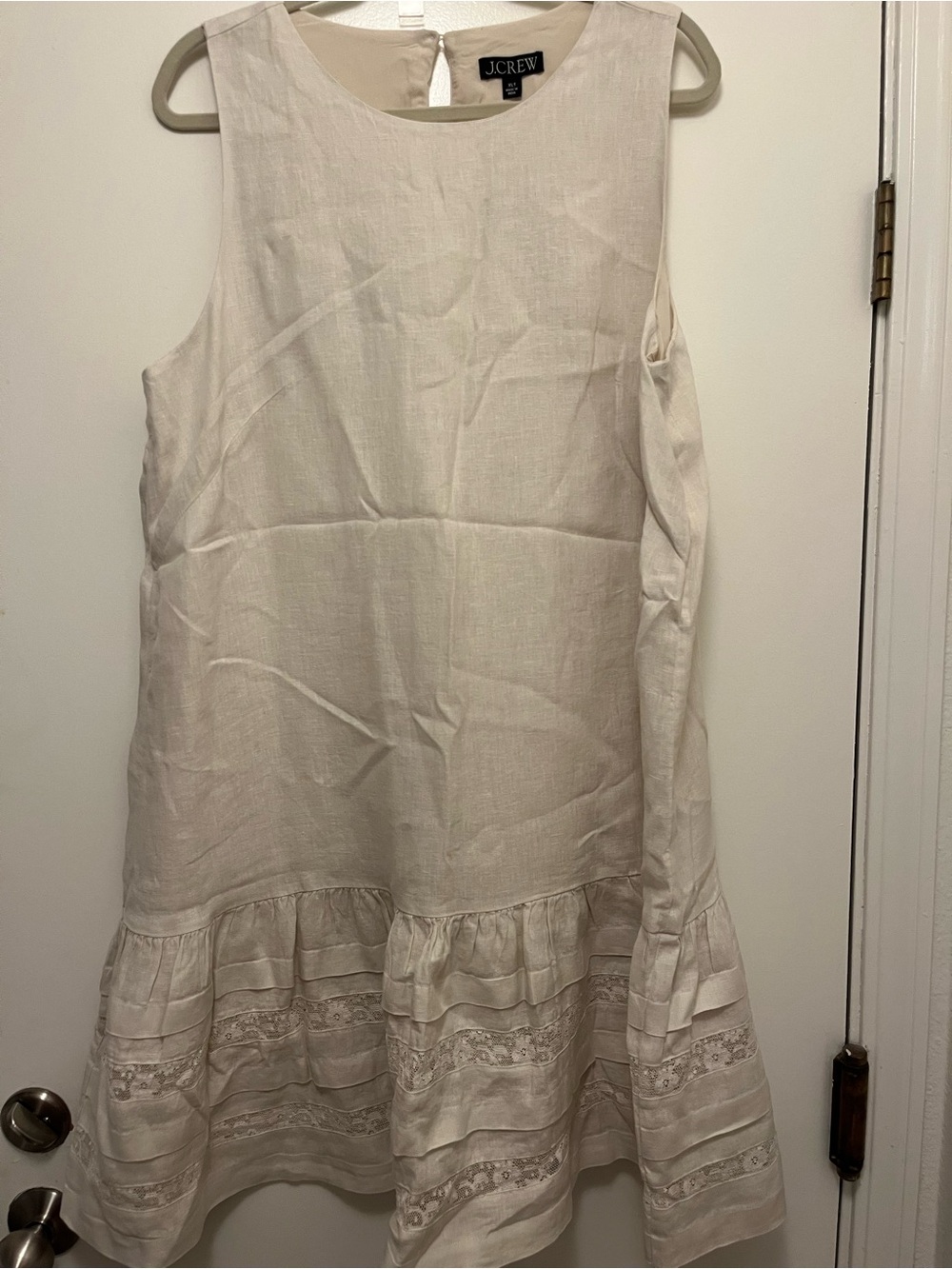 J. Crew Linen Sleeveless Ruffle Hem Dress